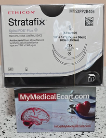 Ethicon SXPP2B405 STRATAFIX™ Spiral PDS Plus Suture, BiDirectional Violet, Taperpoint, Absorbable, CTX 48mm 1/2 Circle, 14" = 36cm, Size 1, Box of 12