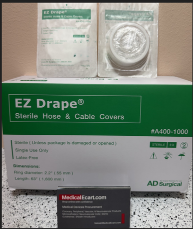 A400-1000 EZ DRAPE Hose Cover 63 in Clear Sterile For Medical/Dental Handpieces & Hoses 24/Box