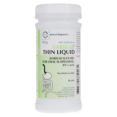 900001 - Bracco Diagnostics - Varibar Thin Liquid Oral Suspension Apple Bottle 148gm 24/Package