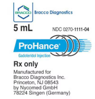 111104 - Bracco Diagnostics, ProHance Injection 279.3mg/mL SDV 5mL 5/Package