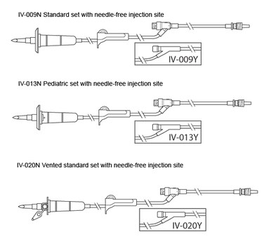 	IV-013Y Administration Set 60 Drops / mL Drip Rate 84 Inch Tubing 1 Port