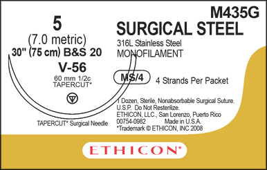Ethicon M435G Surgical Stainless Steel Suture