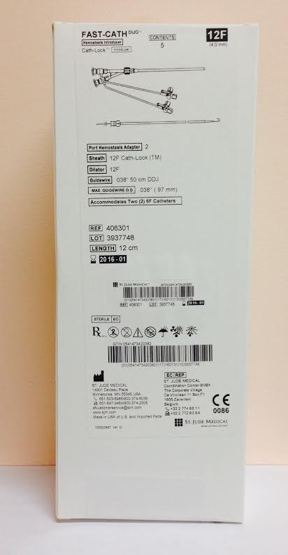 406301 St. Jude Medical Fast-Cath Hemostasis Introducer 12F. Box/5