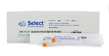 4632 Quinke-Style Spinal Needles 25G X 3.5, Box of 25