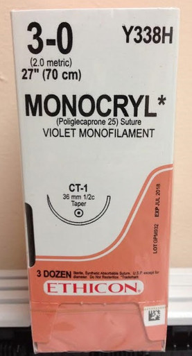 Ethicon Y338H MONOCRYL® (poliglecaprone 25) Suture