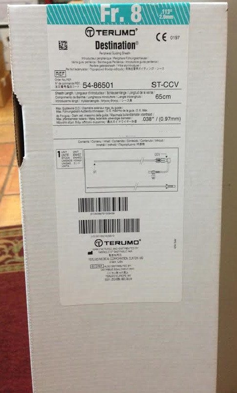 Terumo 54-86501 Destination 8FR. 65cm Straight