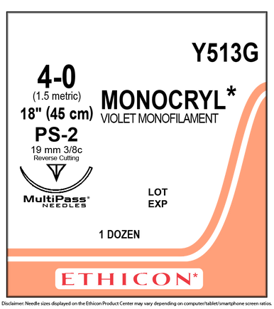 Ethicon Y513G MONOCRYL® (poliglecaprone 25) Suture