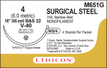 Ethicon M651G Surgical Stainless Steel Suture ETHM651G