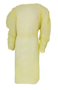 31521100 Fluid-Resistant Isolation Gown McKesson One Size Fits Most Yellow Elastic Cuff Adult Disposable, case of 50