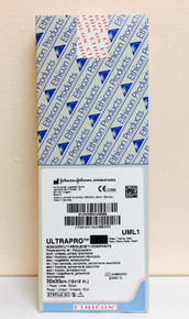 UML1 - JOHNSON & JOHNSON - Hernia and Fascial Repair Mesh UltraPro™ Partially Absorbable Polypropylene / Poliglecaprone-25 12 X 12 Inch Square Undyed with Blue Striping Sterile, Box of 1