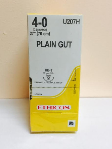 Ethicon U207H Surgical Gut Suture - Plain, Taper Point