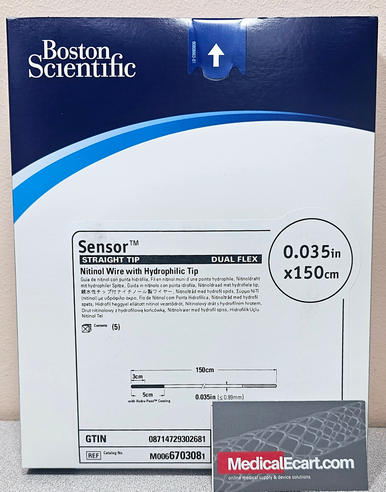 Boston Scientific 670-308 Sensor Straight Tip Dual Flex Nitinol Wire with Hydrophilic Tip, M0066703081, Box of 01