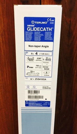Terumo CG415 Radiofocus Glidecath Angiographic Catheter, RF*ZV9410GA ,Non-taper Angle 4F. (1.40 mm), Box of 5