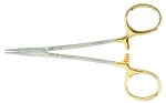 WEBSTER Needle Holder, 5-1/4" (13.3 cm), with smooth jaws, standard pattern, delicate Carbide Gold Handled Instrument