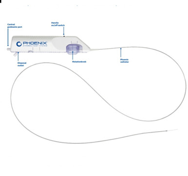 P18130K Phoenix ® Atherectomy System, Catheter size 1.8 mm x 130cm non-deflecting, Introducer size 5F (>1.8 mm), Working length 130 cm , Guidewire diameter 0.014", Box of 01 Kit