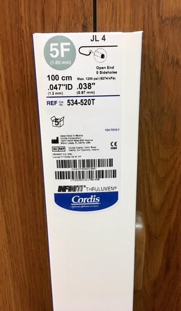 534-520T JL 4 Nylon Diagnostic Catheter, 100CM, 5Fr.