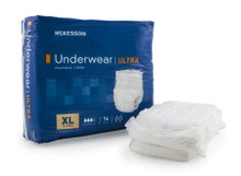 UWBXL Adult Absorbent Underwear McKesson Ultra Pull On X-Large Disposable Heavy Absorbency. Case/4