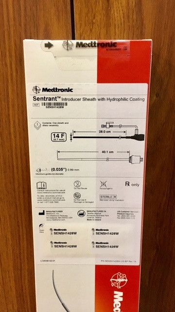 Sentrant SENSH1428W Introducer Sheath 14Fr. x 28cm
