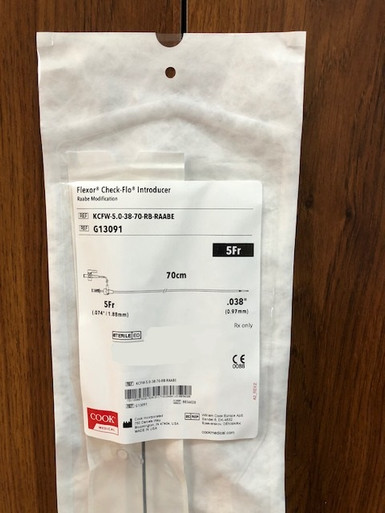 G13091 Flexor Rabe Guiding Sheath KCFW-5.0-38-70-RB-RAABE, 5Fr , ID 1.9mm, 70cm, Accepts GW Dia.038 each
