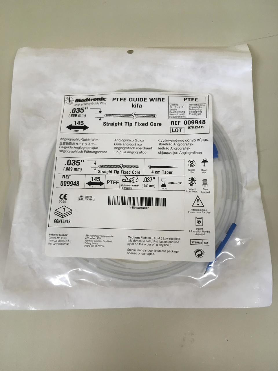 009948EXP Medtronic Angiographic Guide Wire PTFE GUIDE WIRE KIFA .035