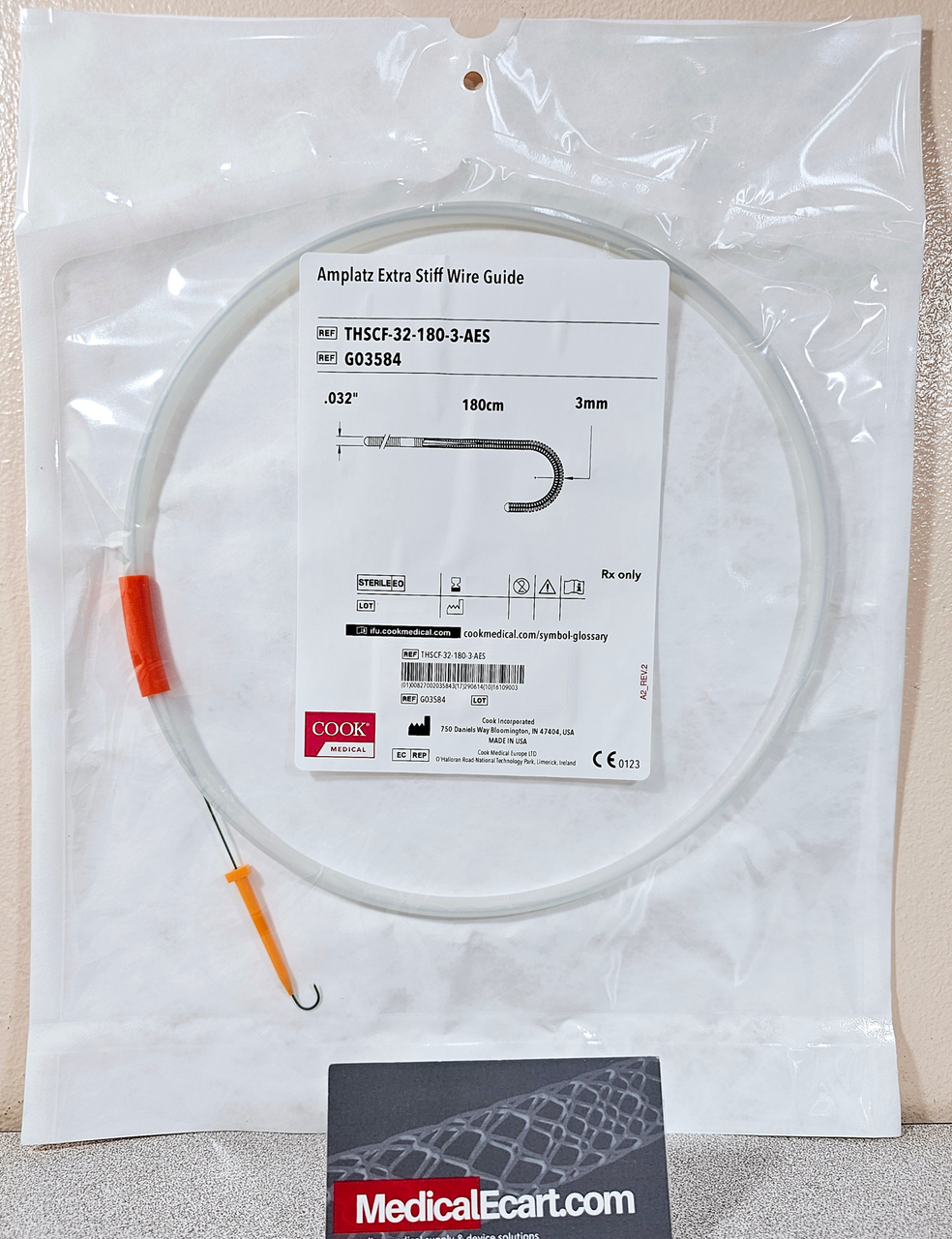 G03584 SAFE-T-J Amplatz Extra Stiff Extra-Stiff Curved – PTFE