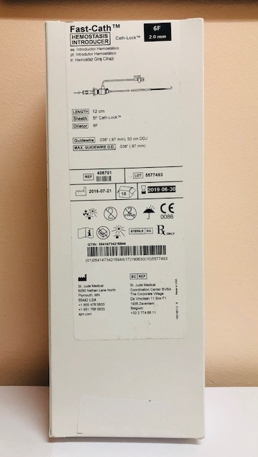406701 St. Jude Medical, 6F Fast-Cath Hemostasis Introducer