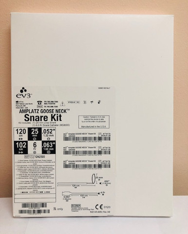 GN2500 SNARE 25mm loop diameter, .038" shaft.  AMPLATZ GOOSE NECK 25MM 120CM KIT INCLUDES: 1-25mm snare , 1-6.0Fr Snare Catheter.