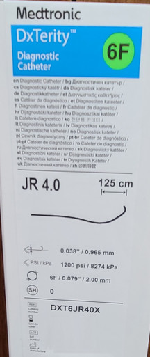 Medtronic DXT6JR40X DXTERITY Diagnostic Catheter Judkins Right JR 4.0 x 125cm. Box/5