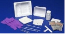 Standard Trach Care Tray: sterile saline, gloves, trach sponge, Hydrogen Peroxide, drape - 47802