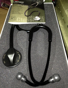 3M - 2141 Littmann Master Classic II Stethoscope  Black Plated Chestpiece and Eartubes, Black Tube, 27 inch.