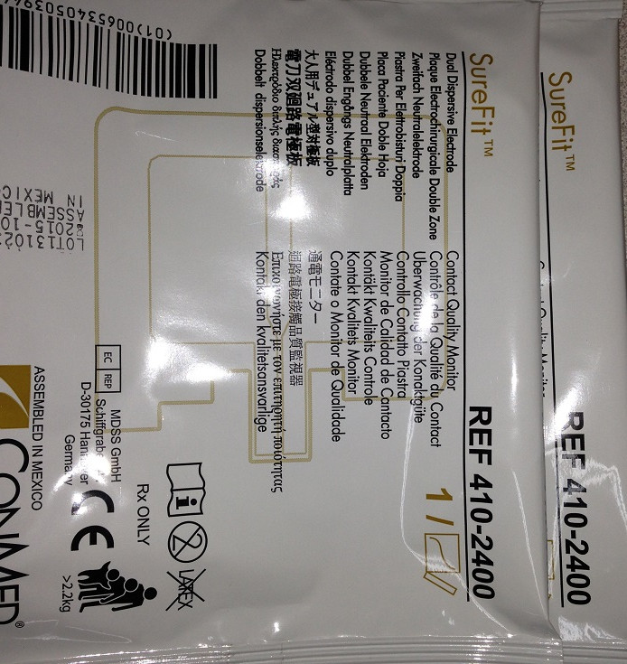 SureFit™ Dual Dispersive Electrode, Single Use, Without Cable, for