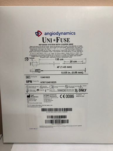 AngioDynamics Uni-Fuse Infusion System with Cooper Wire 4F X 135CM X 20CM, box of 01 (12401822)