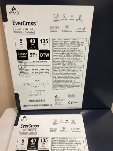  AB35W05040135 Medtronic EverCross PTA Balloon Catheter Percutaneous Transluminal Angioplasty 5Fr., 5mm x 135mm, 0.035" (AB35W05040135)