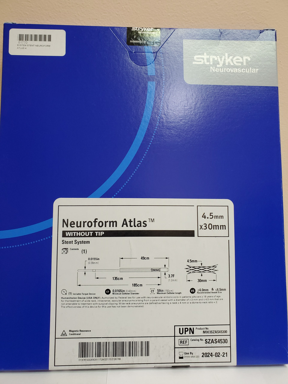 STRYKER SZAS4530 NeuroForm Atlas™ Stent System 4.5mm x 30mm