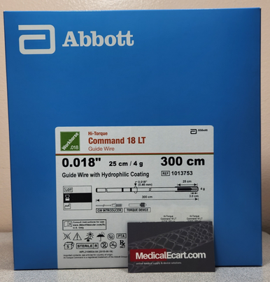 Abbott, 1013753, Hi-Torque Command, 18 LT Guide Wire .018 x 300 cm, Box of 5