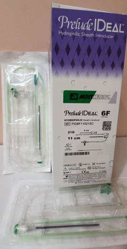 Merit PID6F11021SC, Prelude IDeal™, Hydrophilic Sheath Introducer, 6Fr, Lenght 11cm, Needle 21G x 4cm Advance, Box of 5