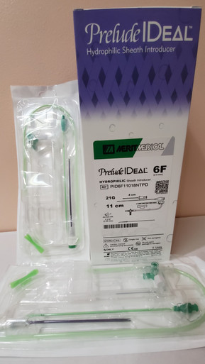  Merit PID6F11018NTPD, Prelude IDeal™, Hydrophilic Sheath Introducer, 6Fr, Lenght 11cm, Needle 21G x 4cm Advance, Guide Wire NT/PD (palladium) mandrel, Box of 5 