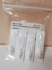 19158 Female-Female Luer Lock Connector Sterile, Disposable, Pack of 10