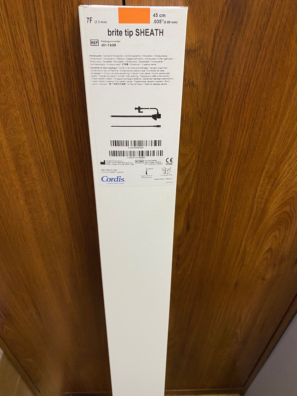 Cordis, 401-745M, Brite Tip, Sheath Introducer, 7Fr x 45cm