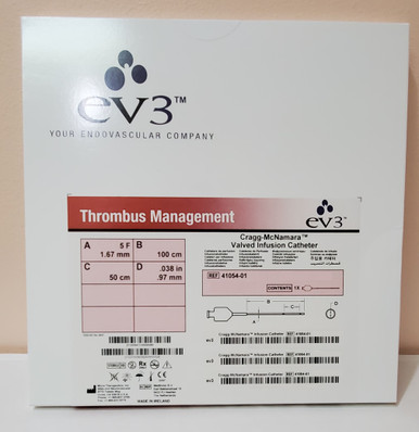 EV3 41054-01, Thrombus Management , Cragg-McNamara valved infusion catheter, 5Fr Diameter, 100 lenght, 0.038in=097mm guidewire