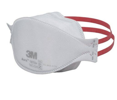 3M 1870+ Particulate Respirator / Surgical Mask Aura™ N95, Flat Fold Elastic Strap One Size Fits Most White NonSterile, case of 120
Product may be non-returnable or require additional restocking fees