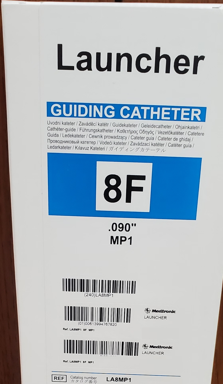 Medtronic, LA8MP1 Launcher, Coronary Guide Catheter, MP1, 0.090" x 100cm.,