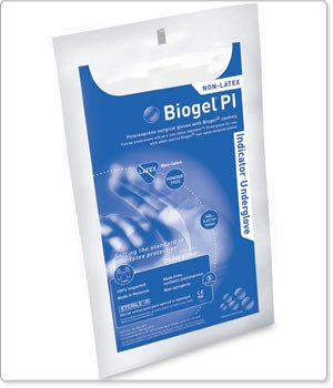 Molnlycke 41680, Underglove Biogel  PI Indicator Underglove, 41680-02, Powder Free Polyisoprene Blue Size 8, box of 50 pairs