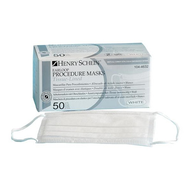 Henry Schein 104-4632, Face Mask Earloop, 1044632, HSI Sensitive ASTM Level 1 White, 3 boxes of 50