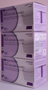 Henry Schein 104-8600, Face Mask Earloop, 1048600, ASTM Level 1, Lavender, 3 boxes of 50