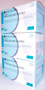 Henry Schein 104-8819, Face Mask Earloop, 1048819, HSI, Extra Protection, ASTM Level 3, Teal, 2 boxes of 50