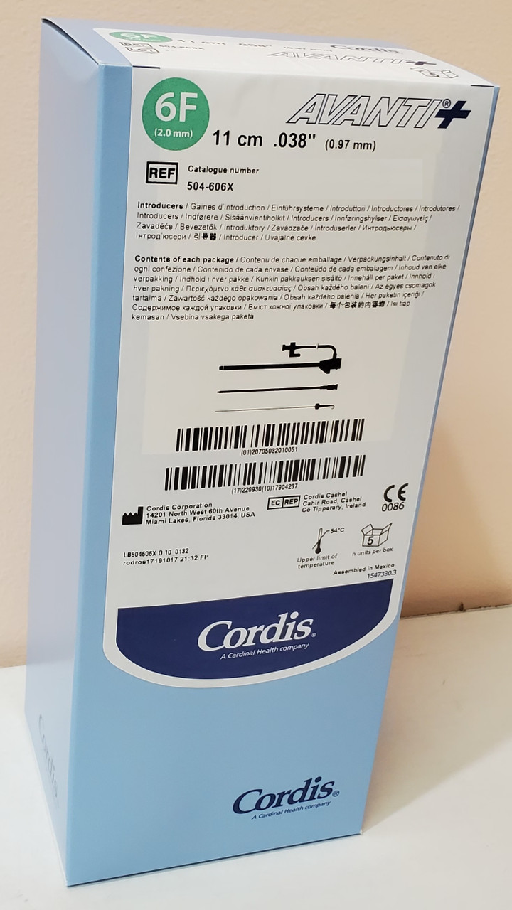Cordis, 504-606X, 6Fr. x 11cm, AVANTI, 504606X, + Standard Sheath