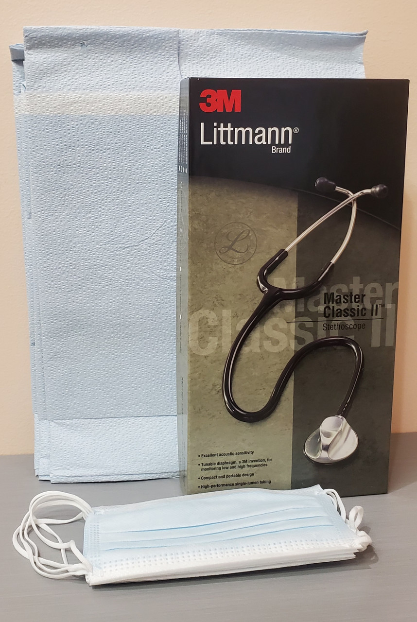 Essentials , Stethoscope, 3M, Littmann, Classic III, Medical Face Mask,  Exam Gown, Exame Gloves, C19PEK6
