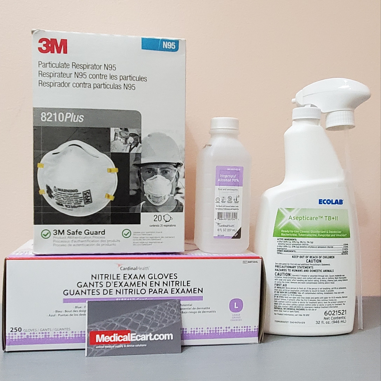 C19PEK10, Essentials, Kit PEK COVID19, with, Respirator, Mask, 3M, N95, 8210 Plus,Surface