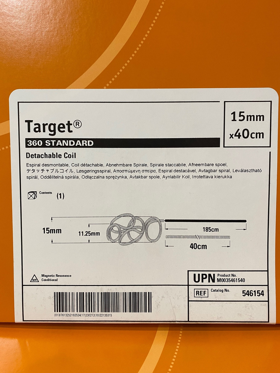 Stryker, 546154, Target 360, M0035461540, Detachable Coil, 15mm x